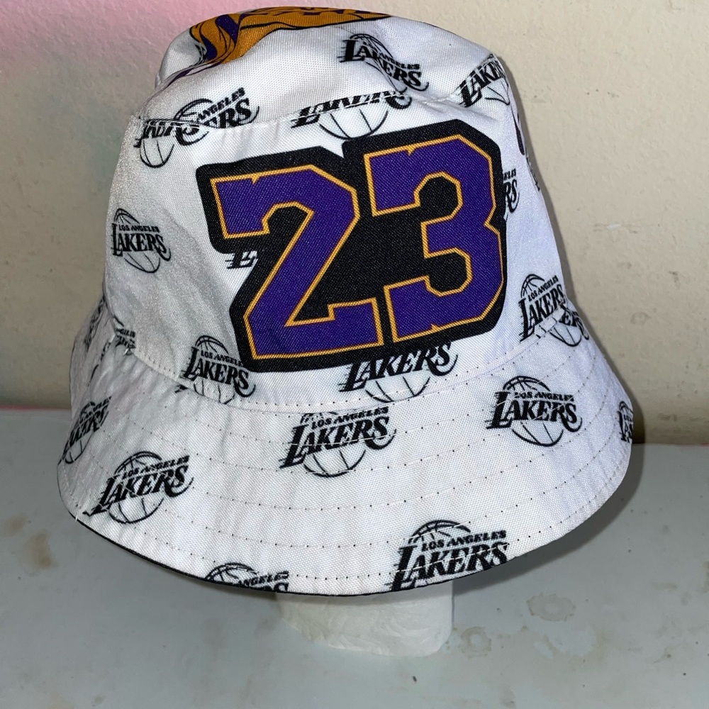 Men's Los Angeles Lakers White/Purple Back Half Bucket Hat Nike Lebron